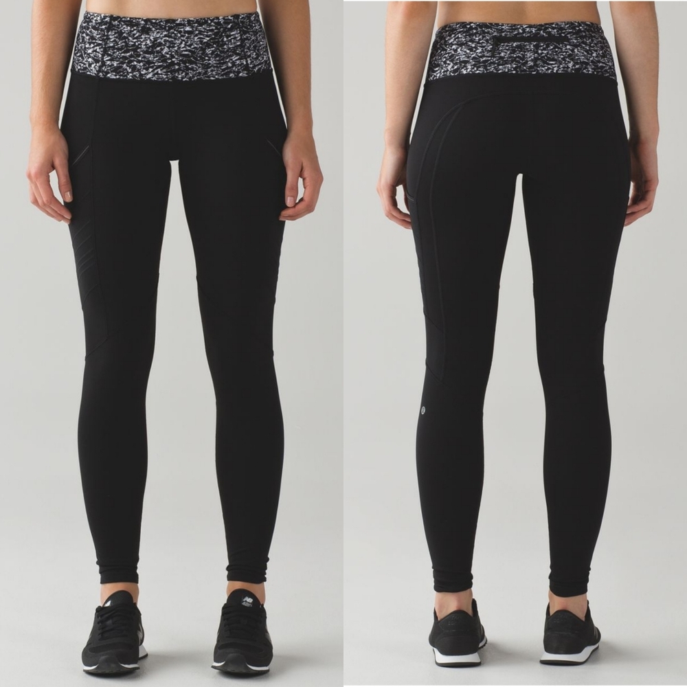 Lululemon Fresh Track Tights in Ices Wave White Black Size 12